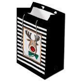 kersthertenmolen met zwarte witte schaal medium cadeauzakje (Voorkant Gekanteld)