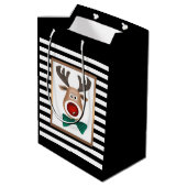 kersthertenmolen met zwarte witte schaal medium cadeauzakje (Achterkant Gekanteld)