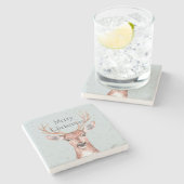 Kersthertensneeuw Stenen Onderzetter (Zijkant)