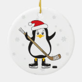 Kersthockey Penguin Keramisch Ornament (Achterkant)