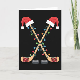 Kersthockey Santa Sticks Kaart