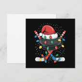 Kersthokkey Kerstman Sporthoed Bal  Feestdagenkaart (Voorkant / Achterkant)