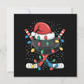 Kersthokkey Kerstman Sporthoed Bal  Feestdagenkaart (Voorkant)