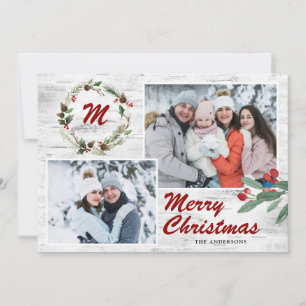 KerstHolly 2 FOTOS Collage Bark Feestdagenkaart