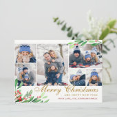 KerstHolly Berry 6 PHOTO Collage Greep Feestdagenkaart (Staand voorkant)