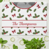 KerstHolly en Bws aangepaste fotosjabloon Theedoek (Gevouwen)