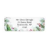 KerstHolly en Festive Waterverf Festive Branch Etiket (Voorkant)