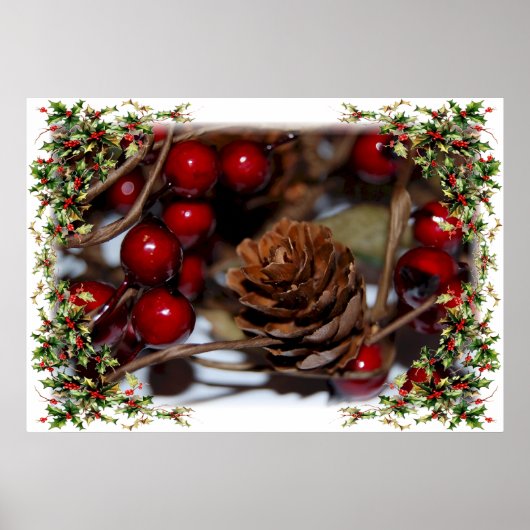 KerstHolly en Pinecone Poster (Voorkant)