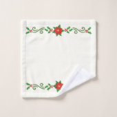 KerstHolly en Poinsettias Bath Towel Set Bad Handdoek (Wasdoekje)