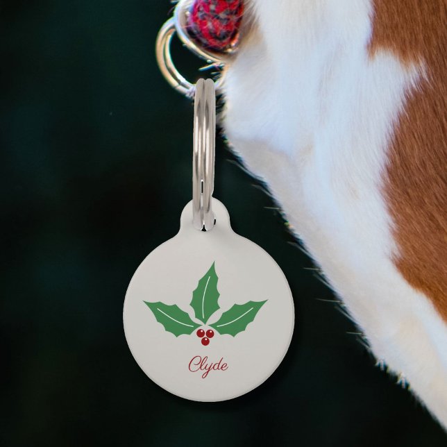KerstHolly Huisdierpenning (Christmas Holly Pet Tag)