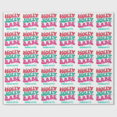 KerstHolly Jolly Babe Modern Glitter Name Cadeaupapier (Vlak)