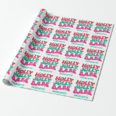KerstHolly Jolly Babe Modern Glitter Name Cadeaupapier (Uitgerold)
