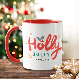 KerstHolly Jolly Fun Winter Persoonlijke naam Mok