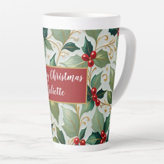 KerstHolly Latte Mok (Rechterhoek)