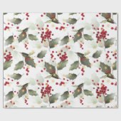 KerstHolly Light Garland Wrapping Paper Cadeaupapier (Vlak)