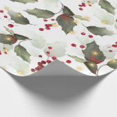 KerstHolly Light Garland Wrapping Paper Cadeaupapier (Hoek)