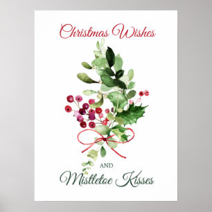KerstHolly Mistletoe Red Berry Poster
