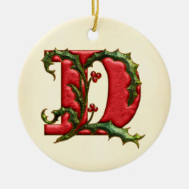 KerstHolly Monogram D Keramisch Ornament