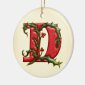 KerstHolly Monogram D Keramisch Ornament (Links)