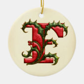 KerstHolly Monogram F Keramisch Ornament (Voorkant)