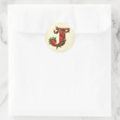 KerstHolly Monogram J Envelope Seals Ronde Sticker (Tas)