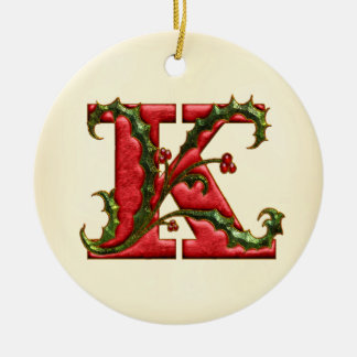 KerstHolly Monogram K Keramisch Ornament
