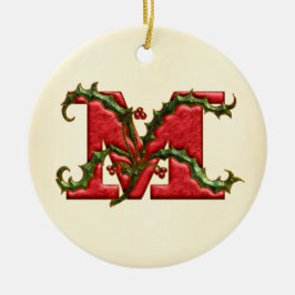 KerstHolly Monogram M Keramisch Ornament