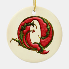 KerstHolly Monogram Q Keramisch Ornament