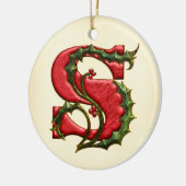 KerstHolly Monogram S Keramisch Ornament (Links)