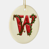 KerstHolly Monogram W Keramisch Ornament (Rechts)