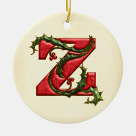 KerstHolly Monogram Z Keramisch Ornament