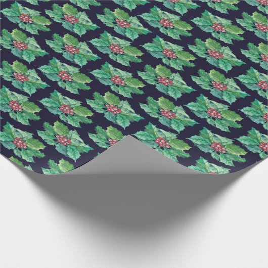 KerstHolly Pattern Cadeaupapier (Hoek)