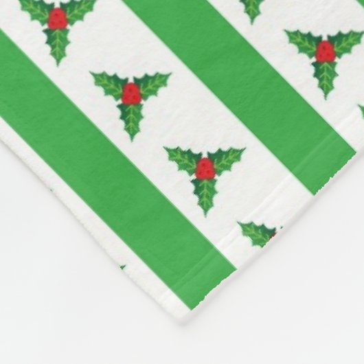 KerstHolly Pattern Fleece Deken (Hoek)