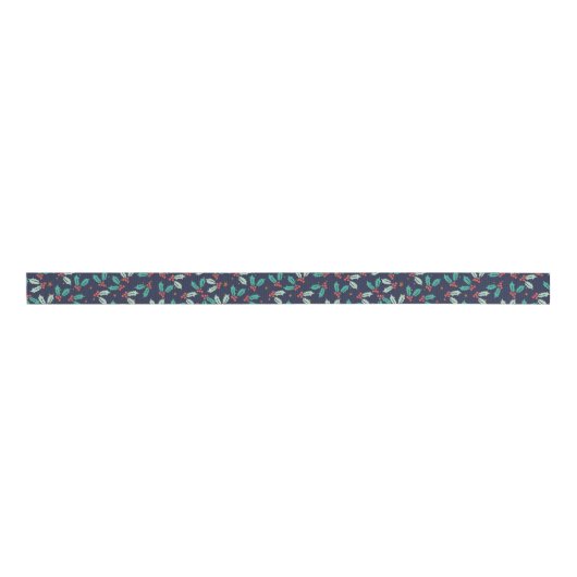 KerstHolly Pattern Grosgrain Lint (Voorkant)
