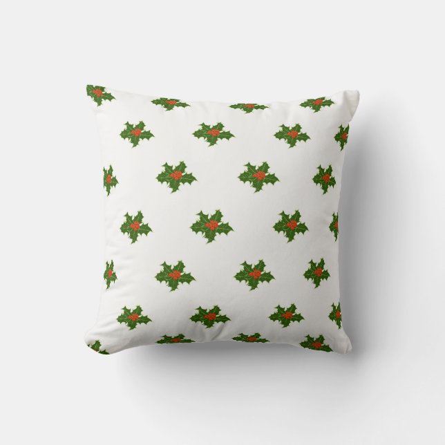 KerstHolly Pattern Kussen (Voorkant)
