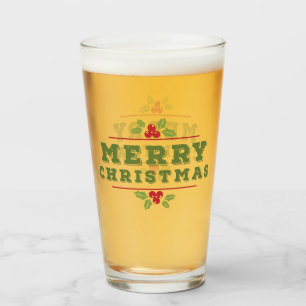 KerstHolly Pint Glass Glas