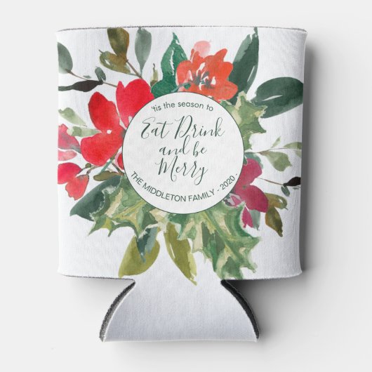 KerstHolly Wreath Floral Green Blikjeskoeler (Voorkant)