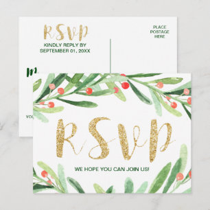 KerstHolly Wreath Song Request RSVP Briefkaart