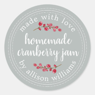 Kersthomemade Cranberry Jam Can Storm Grey Ronde Sticker