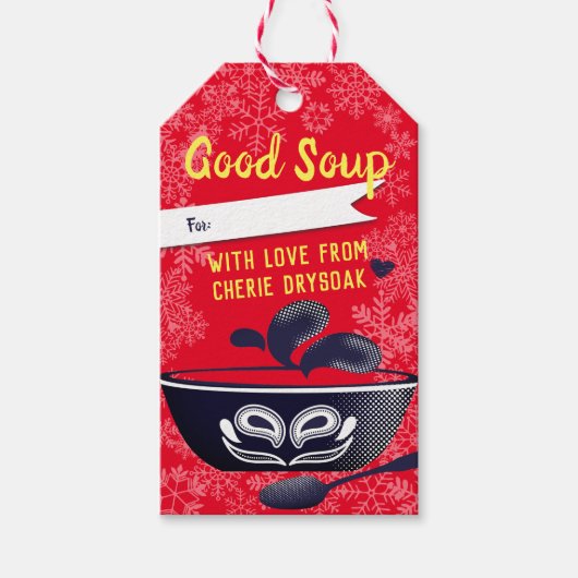 Kersthomemade soep een label voor jar gift cadeaulabel (Voorkant)