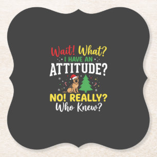 Kersthond Attitude Humor Kartonnen Onderzetters