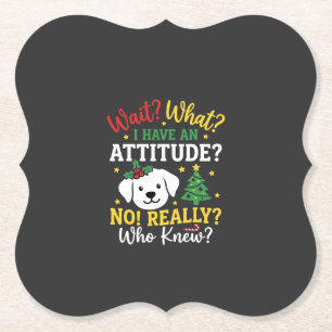 Kersthond Attitude Vakantie Humor Kartonnen Onderzetters