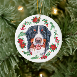 Kersthond Bernese Mountain Waterverf Keramisch Ornament