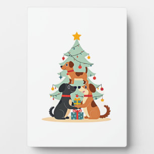 Kersthond Boom T-shirt Schattige Grappige Puppies  Fotoplaat
