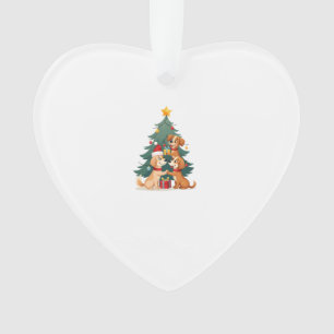 Kersthond Boom T-shirt Schattige Grappige Puppies Ornament