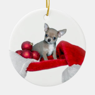Kersthond Chihuahua Keramisch Ornament