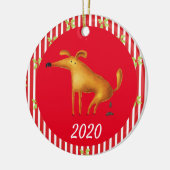 Kersthond Covid Funny 2020 Keramisch Ornament (Links)