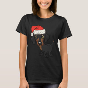 Kersthond Cute Dachshund Wearing Santa Hat T-shirt