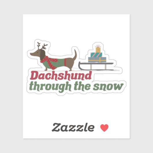 Kersthond: Dachshund door de sneeuw Sticker (Vel)