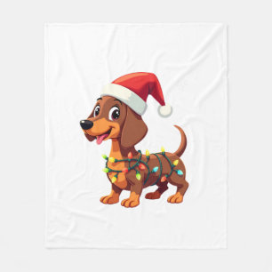 Kersthond Dachshund Kerstman Kerst Wiener 3 Fleece Deken